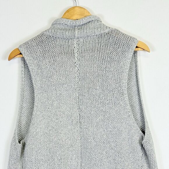 Holistia Grey Chunky Knit Open Front Cardigan Vest Sweater Women's Medium Large - Picture 6 of 8